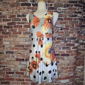 Simply Aster Orange and Black Sleeveless A-Line Sundress SIZE M